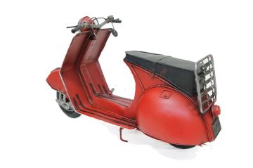Dekoratif Eskitme Metal Kırmızı Scooter