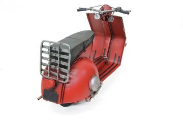 Dekoratif Eskitme Metal Kırmızı Scooter