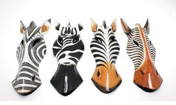 Ahşap Otantik Zebra Maske Dekoratif Duvar Dekoru