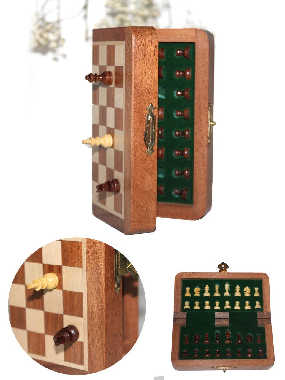 Ahşap Manyetik Satranç Takımı (13 cm)