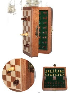 Ahşap Manyetik Satranç Takımı (13 cm)
