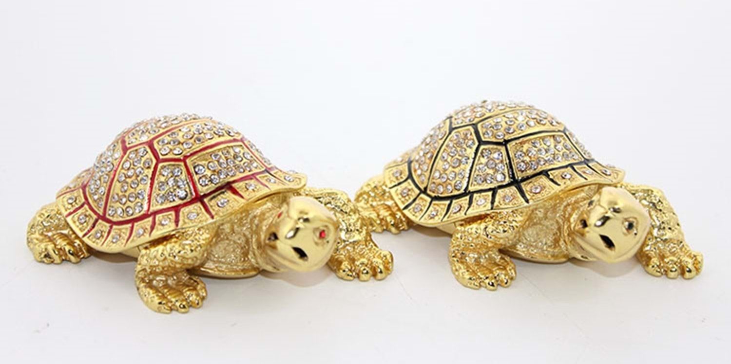 Dekoratif Swarovski Taşlı Kaplumbağa Biblosu (10cm x 7cm)