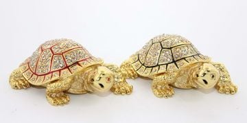 Dekoratif Swarovski Taşlı Kaplumbağa Biblosu (10cm x 7cm)