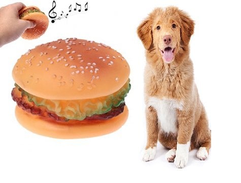 Büyük Sesli Hamburger Kedi Köpek Oyuncağı
