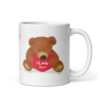 I Love You Ayıcık Temalı Sevgililer Günü Seramik Kupa Bardak