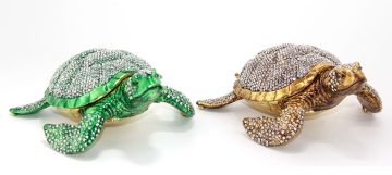 Dekoratif Swarovski Taşlı Kaplumbağa Biblosu (16cm x 11cm)