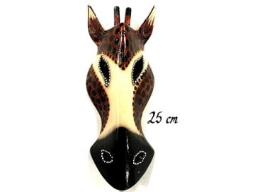 Ahşap Otantik Zürafa Maske Dekoratif Duvar Dekoru