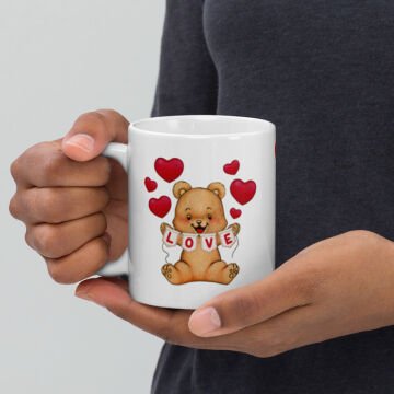 Love Temalı Ayıcık Temalı Sevgililer Günü Seramik Kupa Bardak