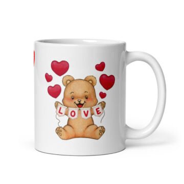 Love Temalı Ayıcık Temalı Sevgililer Günü Seramik Kupa Bardak