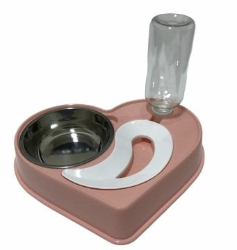 Kalp Şeklinde Kedi ve Köpek Mama Kabı Otomatik Suluk