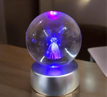 Kristal Cam Küre Renk Değiştiren Led Işıklı Melek Kanatlı Peri Kız
