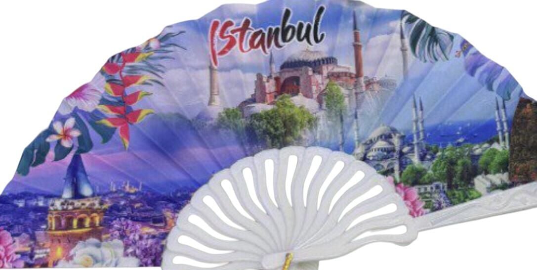 İstanbul Desenli Plastik Yelpaze (12 Adet)