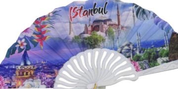 İstanbul Desenli Plastik Yelpaze (12 Adet)