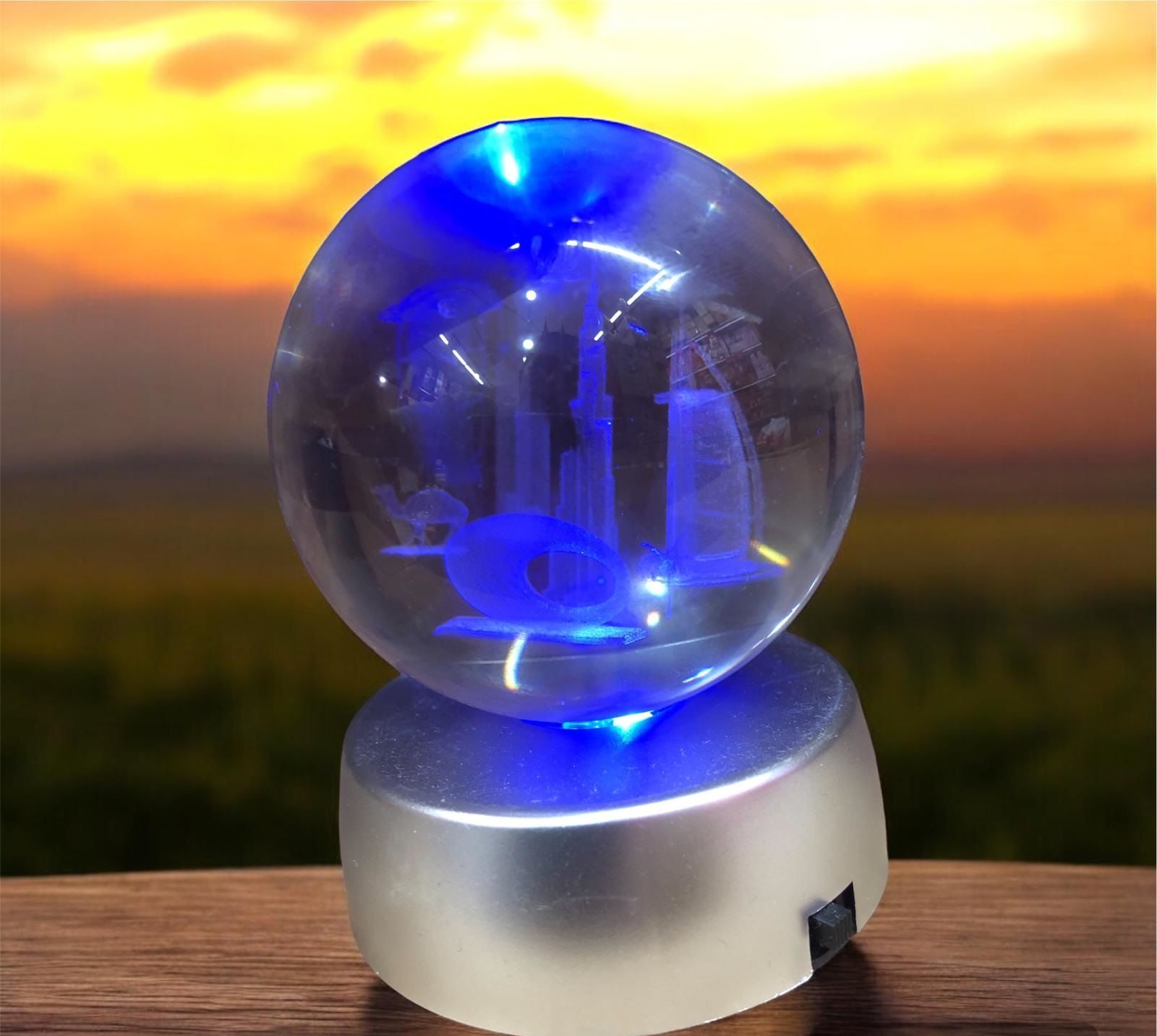 Kristal Cam Küre Renk Değiştiren Led Işıklı Dubai