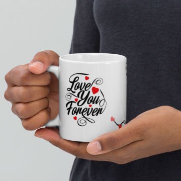 Love You Forever Temalı Sevgililer Günü Seramik Kupa Bardak