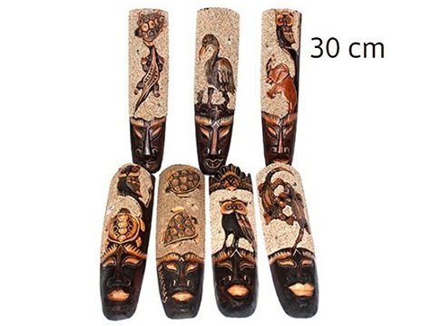 Ahşap Hayvan Desenli Otantik Maske Dekoratif Duvar Dekoru