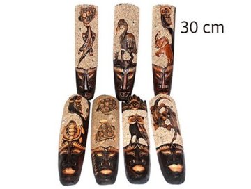Ahşap Hayvan Desenli Otantik Maske Dekoratif Duvar Dekoru