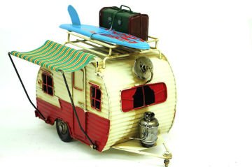 Dekoratif Nostaljik Eskitme Metal Tenteli Karavan