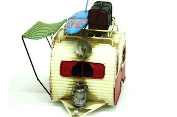 Dekoratif Nostaljik Eskitme Metal Tenteli Karavan