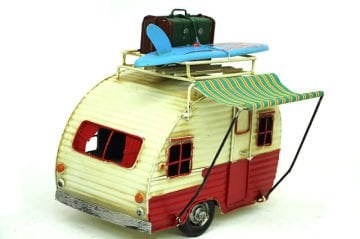 Dekoratif Nostaljik Eskitme Metal Tenteli Karavan