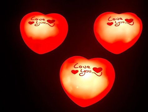 Love You Kırmızı Kalpli Led Lamba