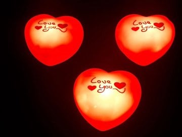 Love You Kırmızı Kalpli Led Lamba