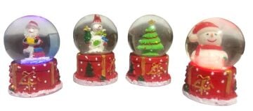 Mini Işıklı Noel Baba & Kardan Adam & Çam Ağaçlı Cam Kar Küresi