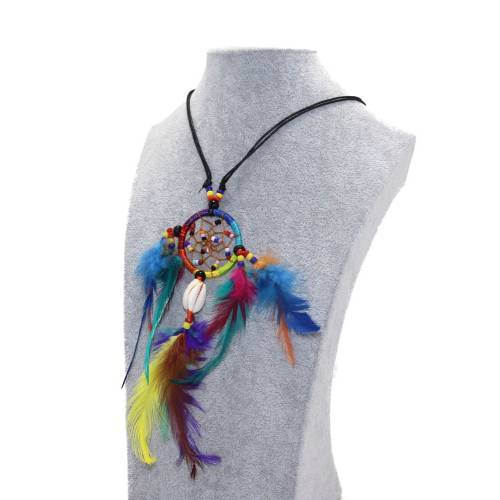 Dream Catcher Renkli Tüylü Kolye Düş Kapanı