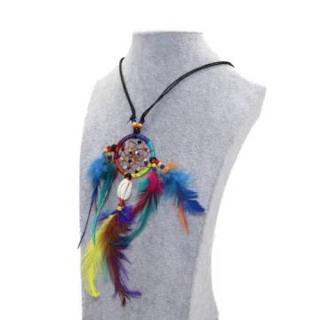 Dream Catcher Renkli Tüylü Kolye Düş Kapanı