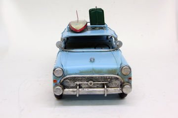 Dekoratif Nostaljik Eskitme Metal Mavi Araba