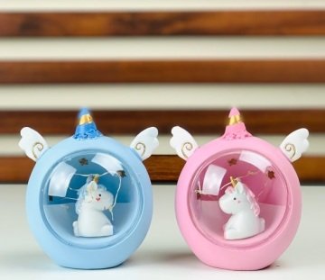 Unicorn Tasarımlı Dekor Gece Lambası (Pembe & Mavi)