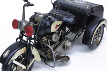 Dekoratif Eskitme Siyah Metal Motorsiklet