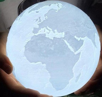 3D Dünya Şeklinde Renkli Standlı Gece Lambası Masa Lambası