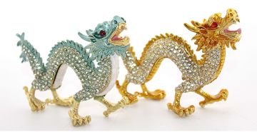 Dekoratif Swarovski Taşlı Tekli Dragon Biblosu (13cm x 7cm)