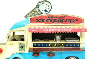 Dekoratif Eskitme Metal Dondurma Ice Cream Araba