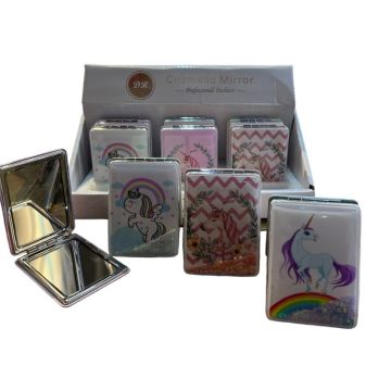 Simli Dikdörtgen Unicorn Makyaj El Aynası