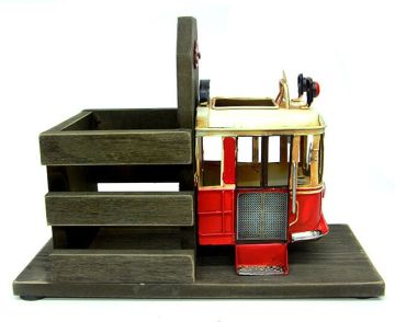 Dekoratif Eskitme Taksim Tramvayı Çerçeveli Kalemlik