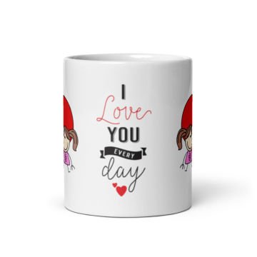 I Love You Everyday Temalı Sevgililer Günü Seramik Kupa Bardak