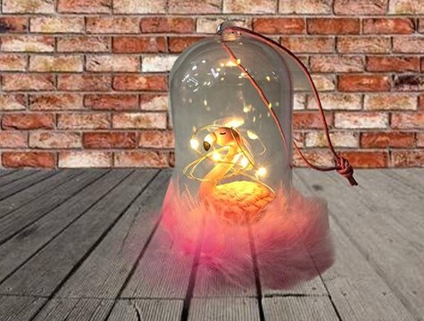 Fanus İçinde Led Işıklı Flamingo Biblosu