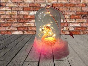 Fanus İçinde Led Işıklı Flamingo Biblosu