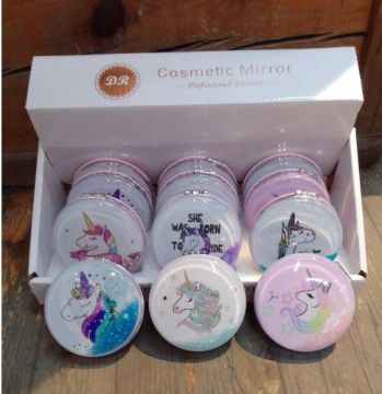 Simli Yuvarlak Unicorn Makyaj El Aynası