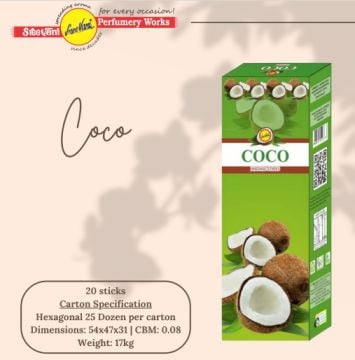 Sree Vani Coco Hindistan Cevizi Çubuk Tütsü İncense Sticks (120 adet)