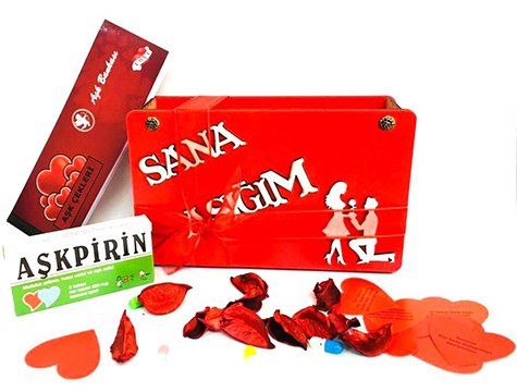Sana Aşığım Kırmızı Aşk Kutusu Sevgiliye Hediye