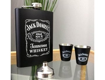Jack Daniel's Cep İçki Matarası ve Shot Bardağı Seti (4 Parça)