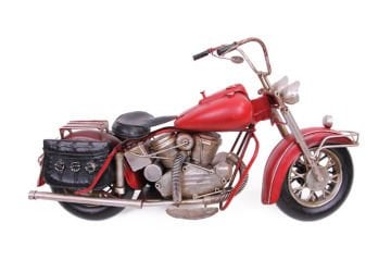 Dekoratif Eskitme Kırmızı Metal Motosiklet
