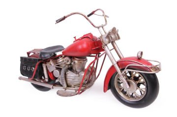 Dekoratif Eskitme Kırmızı Metal Motosiklet
