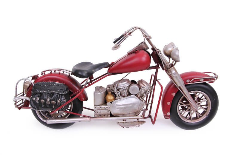 Dekoratif Kırmızı Eskitme Metal Motosiklet