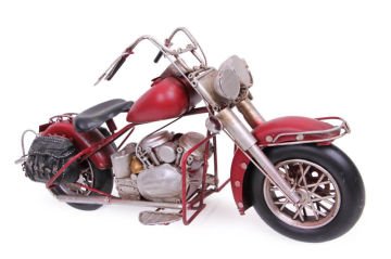 Dekoratif Kırmızı Eskitme Metal Motosiklet