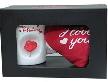 Stres Kupa Bardak Happy Valentine's Day Peluş Kalp Yastıklı