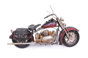 Dekoratif Kırmızı Eskitme Vintage Metal Motosiklet